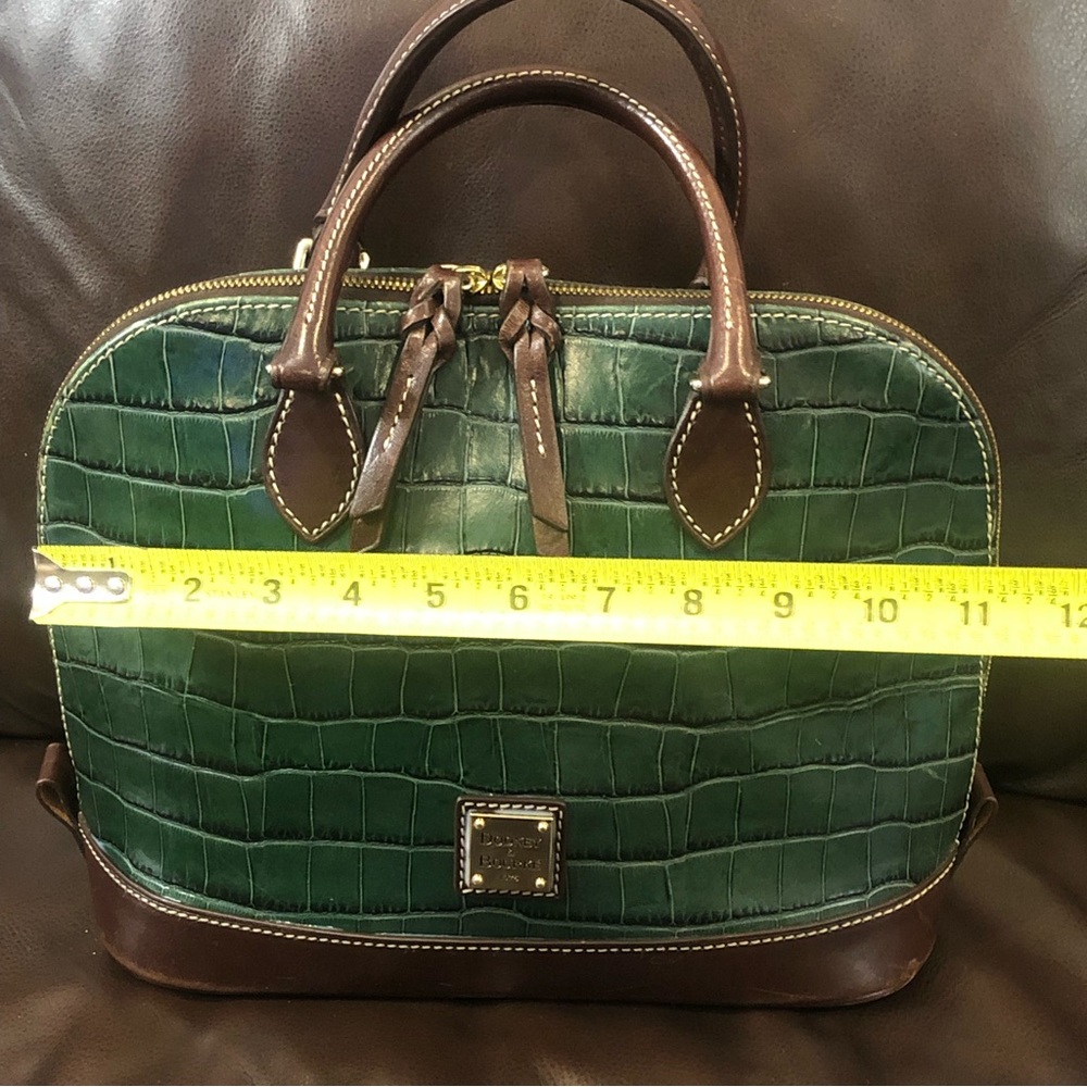DOONEY & BOURKE Turquoise Croc Embossed & Brown Leather Handles Dome Hand Bag - Picture 15 of 17